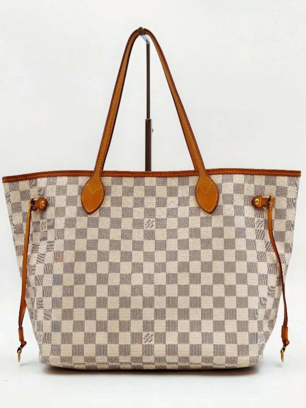 Louis Vuitton Neverfull MM Damier Azur Canvas Tote Shoulder Bag